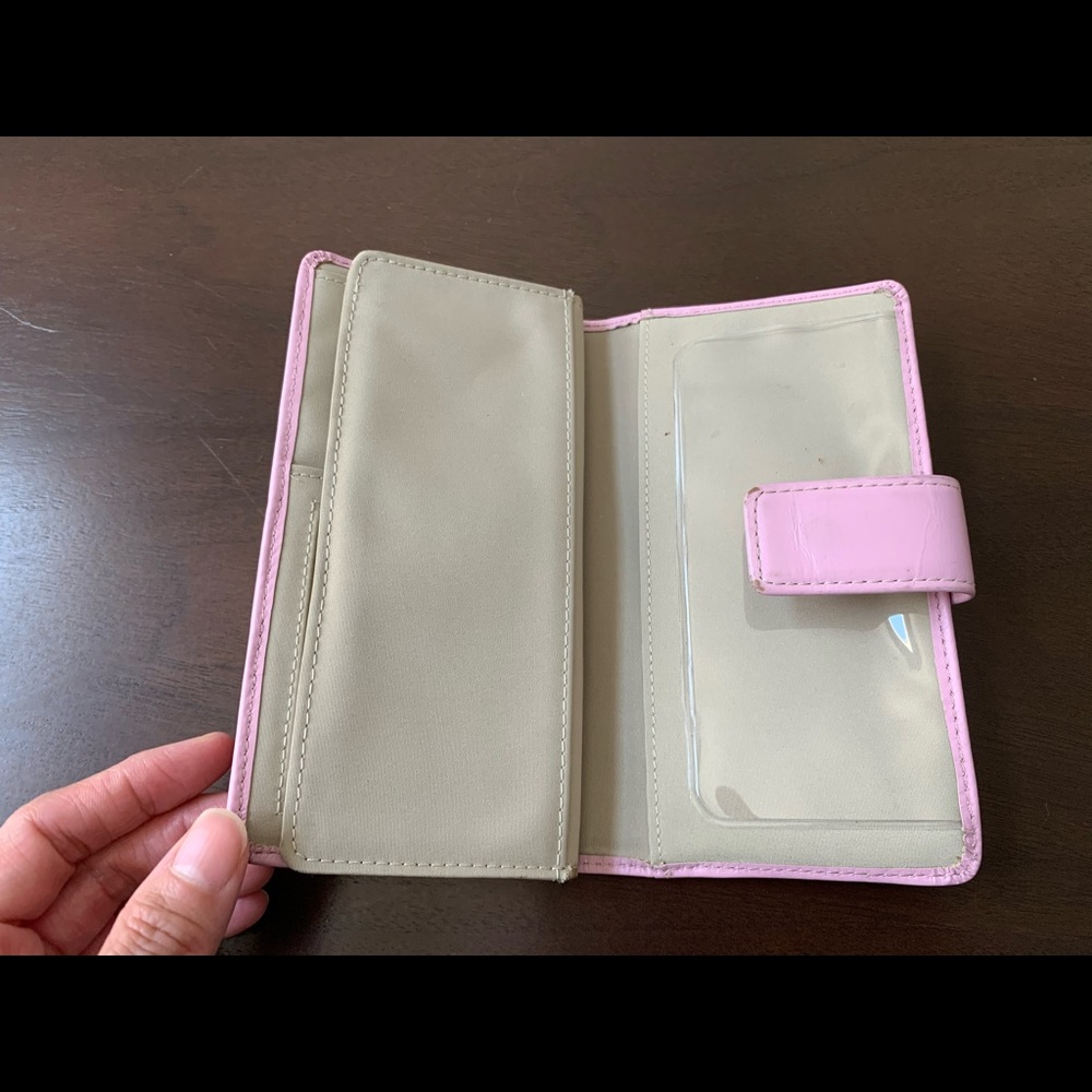 Fossil Leather Wallet With Button Closure In Pink - image 6